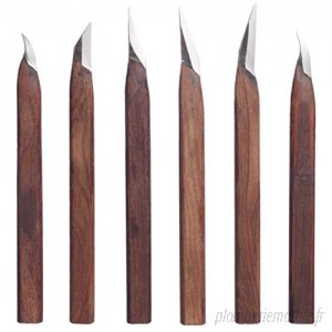 Ensemble de couteau à découper en bois 6 pièces Outils à découper en bois Couteau à arbalète à bois Couteau à découper en bois Creuser une cuillère Couteaux sculptés pour sculpteurs B07VQNCH4V